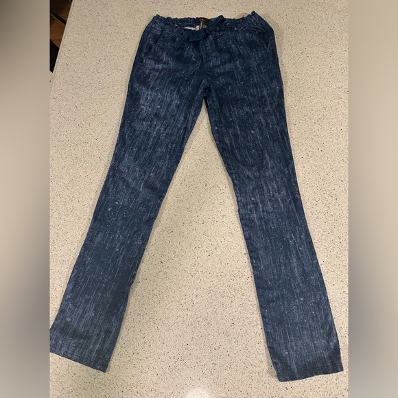 Jaanuu Scrub Set Denim Print Peplum Top Zippers Gold Details XS - Picture 2 of 16